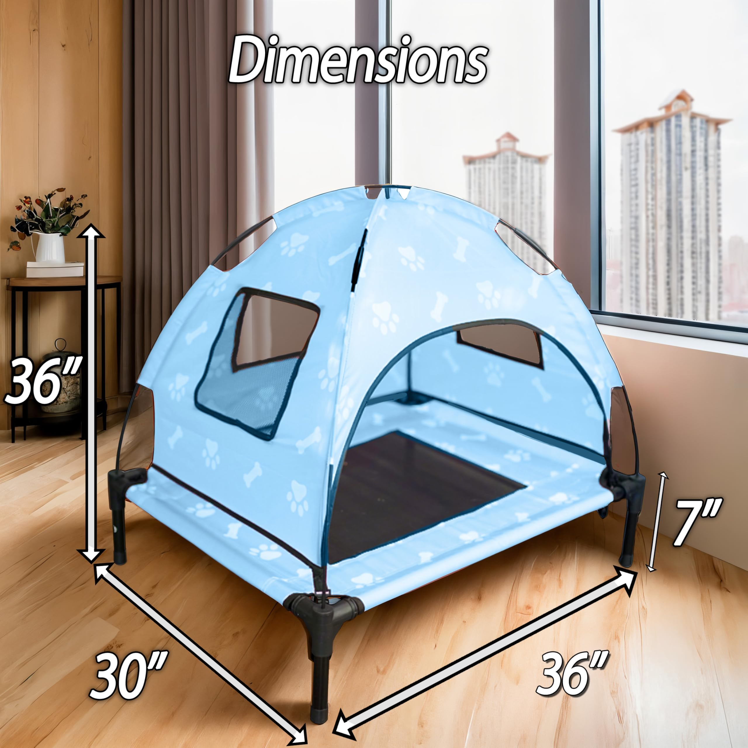 Elevated Covered Dog Bed - 36' X 36' X 30' - Dog Shade Canopy Lounger For Small & Large Dogs (Up To 110 Lbs) - Portable & Dur